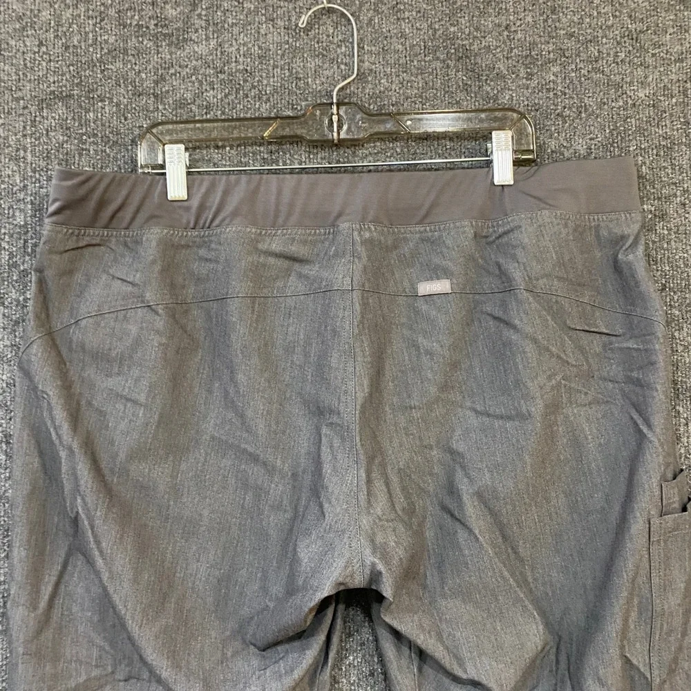 FIGS Technical Collection Scrub Pants XXL Gray Heathered T21004 Teal Drawstring